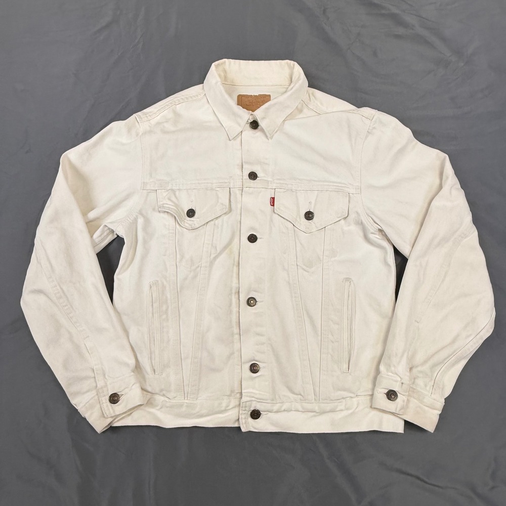 Vintage Levis Denim Jacket Mens Size 40R White 1980s Type 3 Trucker Made In USA